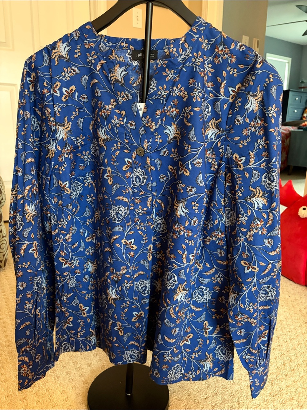 J. Jill Royal Blue Floral Button-Front Blouse